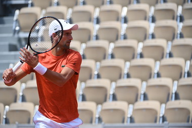 Novak Djokovic practice
